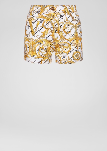 Versace Barocco Signature Print Jeansshorts Dam - 146035ZNA